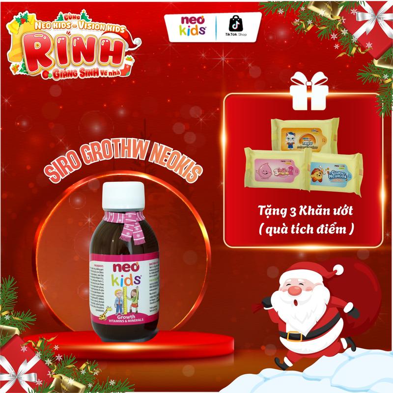 Siro Cho Trẻ Biếng Ăn Neo Kids Growth Hộp 1 Lọ 150ml Bổ Sung Vitamin Kích Thích Cảm Giác Thèm Ăn Hỗ Trợ bé Ăn Ngon Hỗ Trợ Tăng Cường Sức Khỏe Và Sức Đề Kháng Cho Bé