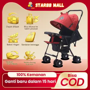 [Bisa COD] Starbb Mall Bayi Stroller Kereta Dorong Roda 8 Travelling Stroller Stroler kereta dorong bayi Roda Kanopi 270° Anti-Matahari Kanopi 270° Anti-Hujan Kereta Dorong dengan Nampan Makan