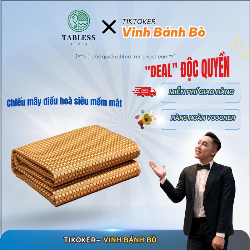 Chiếu Điều Hoà Sợi Mây Lót Lụa Cao Cấp Chiếu Có Chun Cài Góc lót lụa hình bông hoa