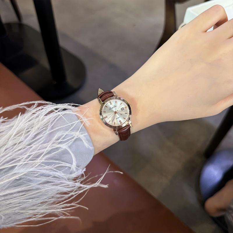 [MEGA - DHJ3203] Đồng hồ nữ nhỏ gọn mặt tròn dây da, phong cách cổ điển - DHJ3203 JRANDE