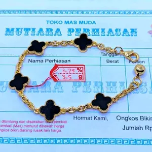 Gelang wanita E mas muda motif clover free surat toko