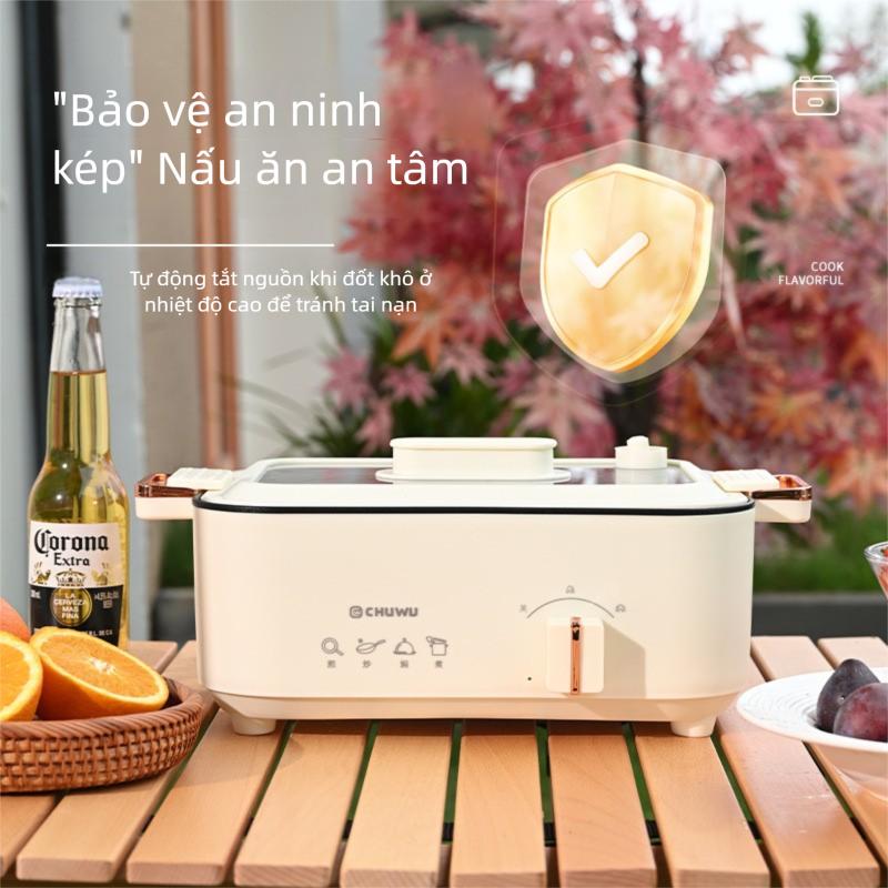 Nồi lẩu điện Chuwu dung tích lớn 5L, nồi nấu đa năng, thích hợp để hấp và nướng, nồi điện dành cho 3-4 người.