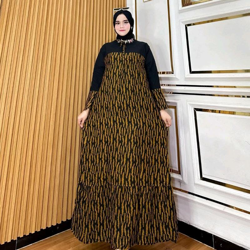 long dress katun tebal Panjang Rayon Dewasa 3