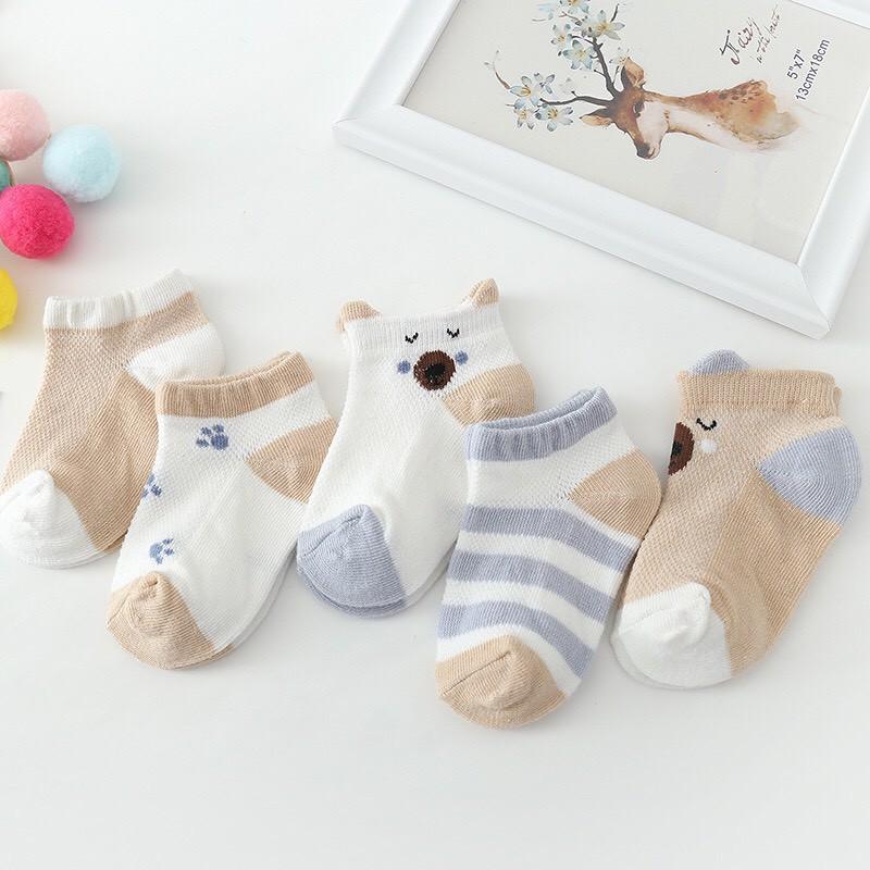 Combo 5 Đôi Tất Lưới Loại Đẹp Cho Bé Loại Cổ Thấp Tất điều hòa cho bé sơ sinh đến 3 tuổi
