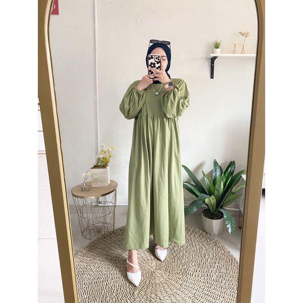 Product Introduction of Siena Midi Dres Wanita  Remaja Kekinian bahan Cringkle Airflow  Nyaman Muslim Casual link  dress  lebaran 8