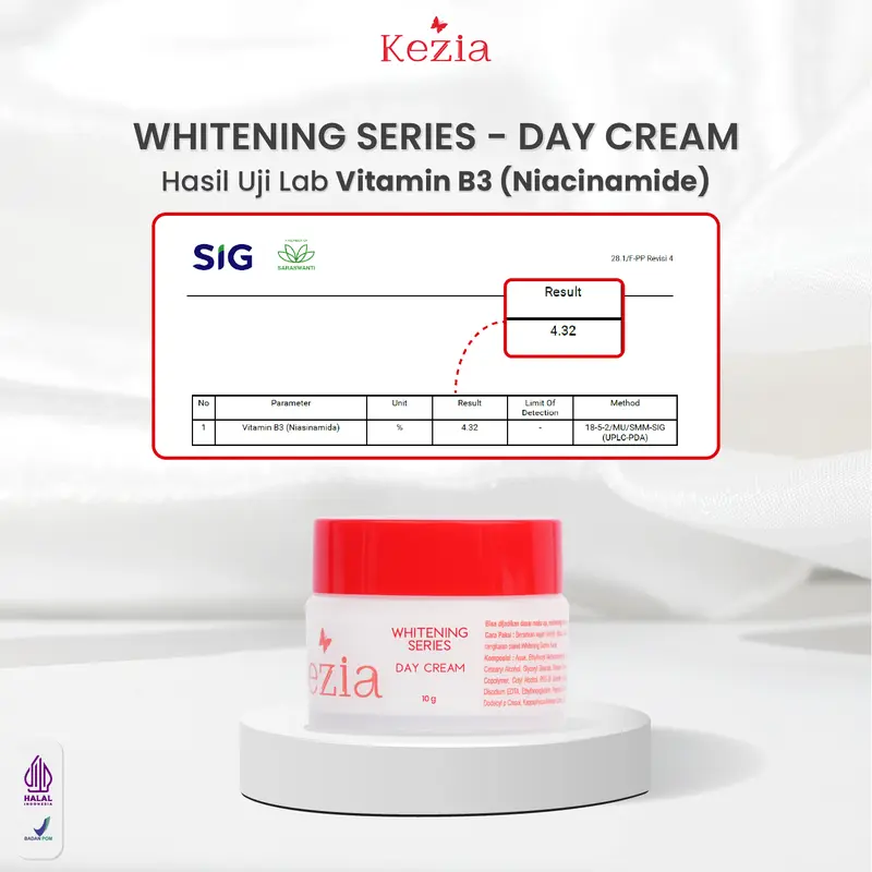 KEZIA Beauty - Day Cream NEW WHITENING SERIES 10 gr - Pelembap Cream Siang Mencerahkan Wajah dan SPF 30++ 3