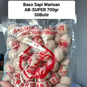 Baso Sapi Warisan AB-SUPER Varian Premium Isi 50 Butir Makanan Frozen Food Baso Daging Sapi Halal