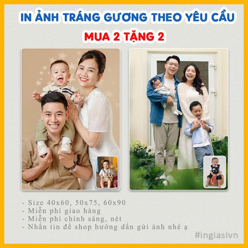 IN 2 TẶNG 2 Ảnh Tráng Gương Bo Viền 40x60 in theo yêu cầu trang trí nhà sinh nhật thôi nôi đám cưới quà tặng