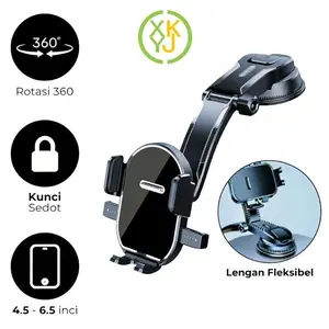 XYKJ Car Phone Holder Dashboard Kaca Mobil 360° Rotasi Kuat Hisap Lengan Fleksibel Universal