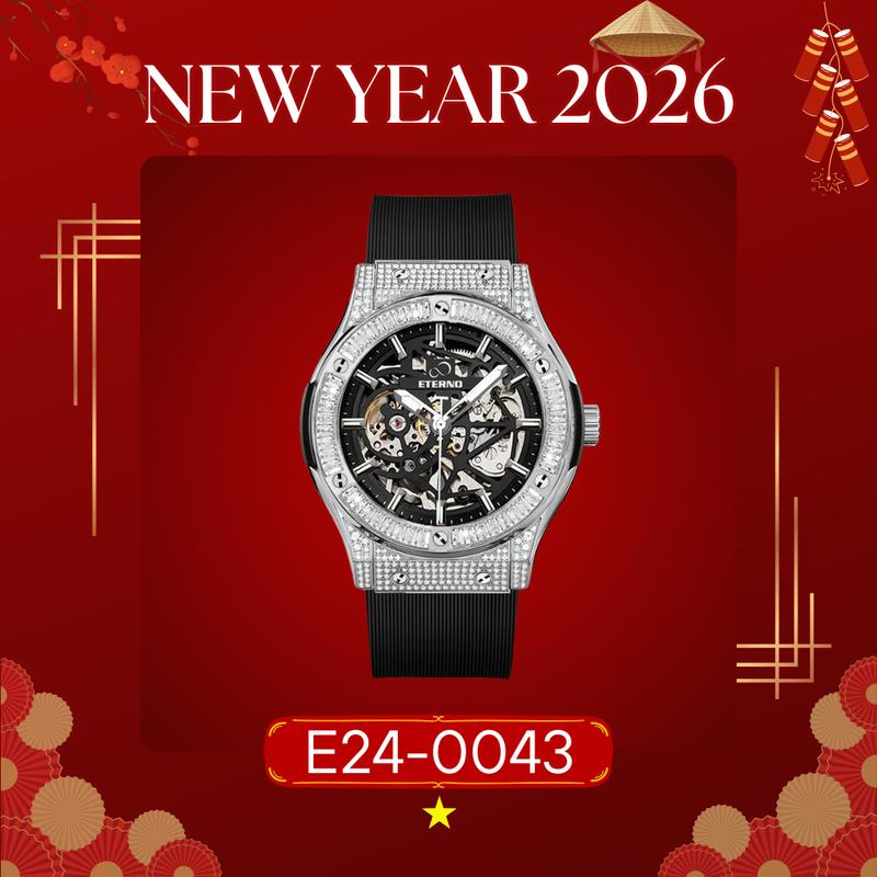  Đồng Hồ Cơ Nam ETERNO E24-0043 Dây Cao Su cao cấp Lộ Cơ 2 Mặt Sang Trọng - WATCH 