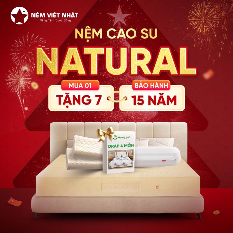   Tặng Bộ Quà 7 Món  Nệm Cao Su Thiên Nhiên Việt Nhật Natural  - Bảo Vệ Xương Khớp Hương Vani Dễ Chịu - Bảo Hành 15 Năm 