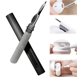 3IN1 Portable Cleaning Pen Headphones Mobile Phone Tablet Dust Dirt Clean Tool For iPhone Samsung Earphone Cleaner - White