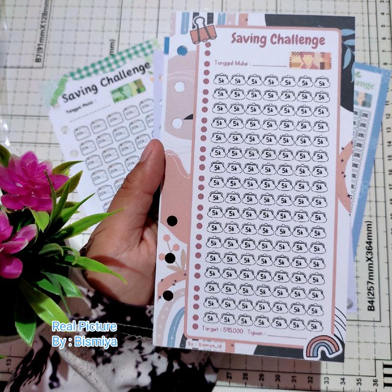 [paket 6pcs menabung] isi binder A6 menabung saving challenge tantangan menabung A6 isi 6 lubang isi nabung sesuai  jumlah uang 4