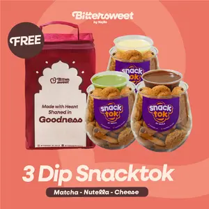 [ SALE ] ( FREE BAG MAROON ) 3 DIP Snacktok ( Nutella + Cheese + Matcha )