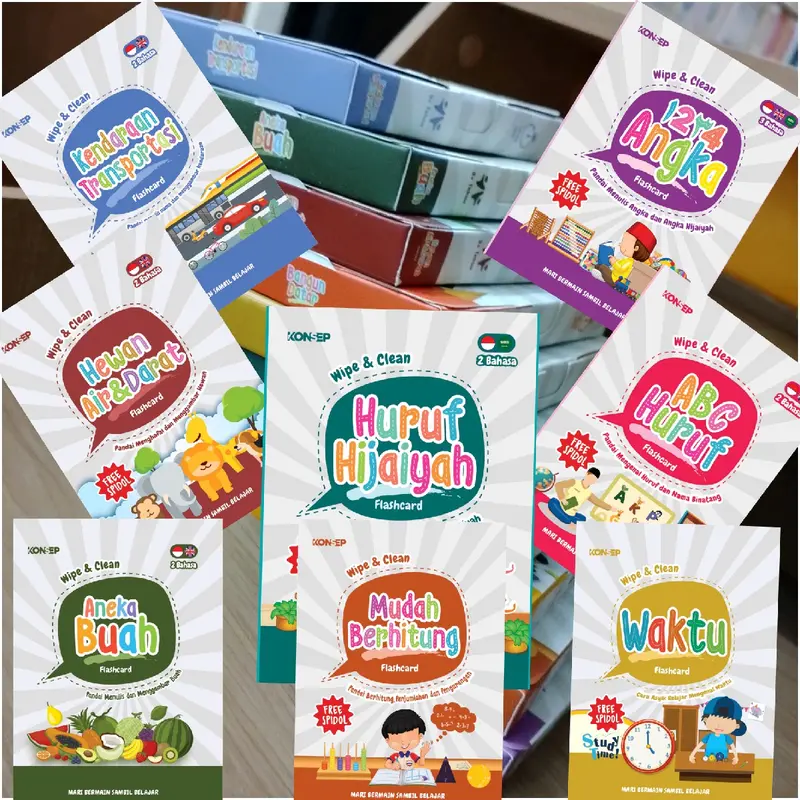 FLASH CARD WIPE & CLEAN ( FREE SPIDOL ) FLASH CARD/ EDUKASI ANAK/ EDUKASI 0
