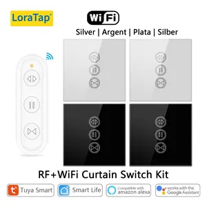 LoraTap Tuya Smart Life Black Sliver Curtain Blinds Switch RF Remote