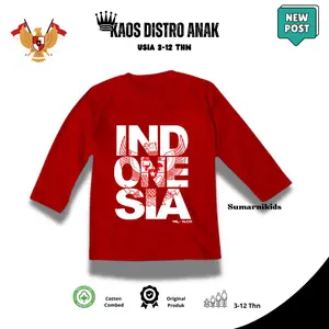 Kaos Anak Motif Merah Putih Lengan Panjang Tema Kemerdekaan 17 Agustus Usia 3-12 Tahun Coton Combed 24s Fashion