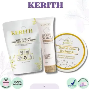GURLS - KERITH White Glow Perfect Gluta Soap 60gr & Body Serum Whitening 100ml | Shine and Glow Body Scrub by Kerith Body Scrub Pemutih Badan