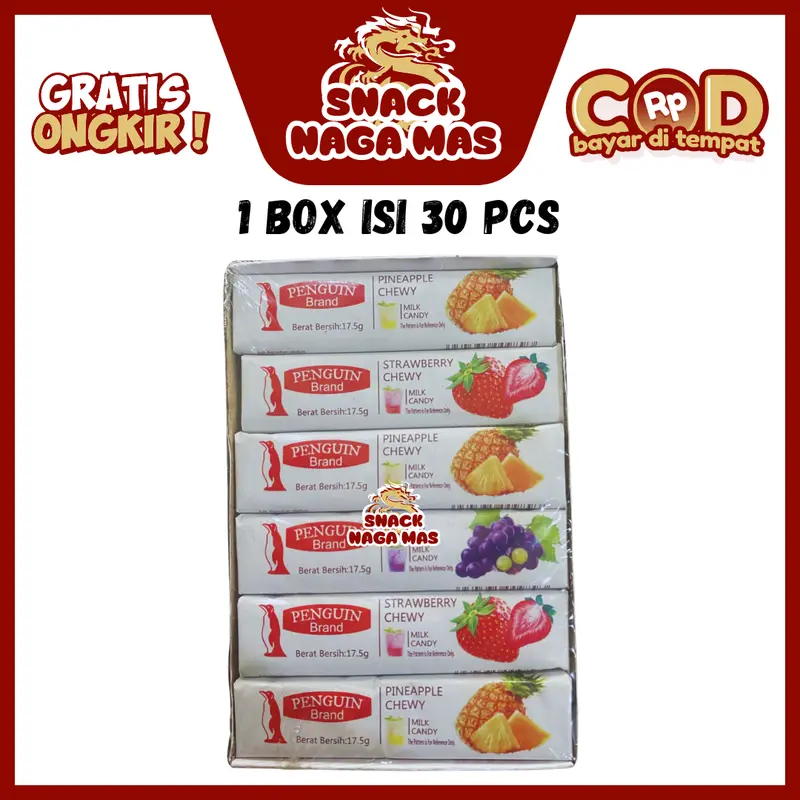 FRUITY CHEWY TOFFEE PERMEN PINGUIN [1 BOX ISI 30 PCS] 1