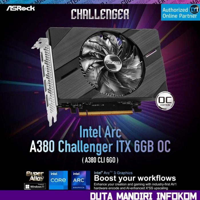 Gambar ASRock Intel ARC A380 Challenger ITX 6GB OC GDDR6 dari Duta Mandiri Infokom Kota Administrasi Jakarta Pusat Tokopedia