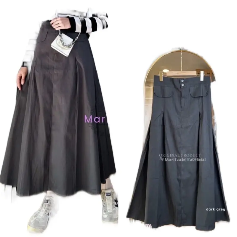 Rok Viola Katun Twill Premium Model Mayung Look Korea Panjang Wanita 5