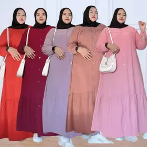 GAMIS JUMBO ANJELY Muslim Cringkle  premium polos busui Crinkle Kancing   Menyusui