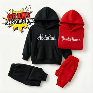 PAVILIUN BULU AWAN One Set Hoodie Anak Custom Nama Bordir GRATIS Sweater Anak Polos Laki Laki Perempuan Bahan Baby Terry Estetik Nyaman Personal