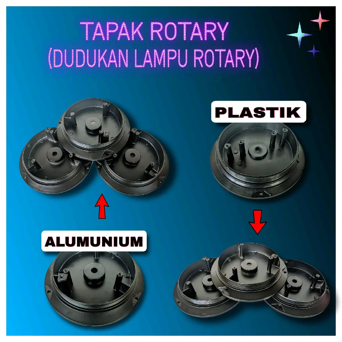 tapak rotari atau dudukan lampu Rotari ( alumunium dan plastik ) seri H 2024-xenon