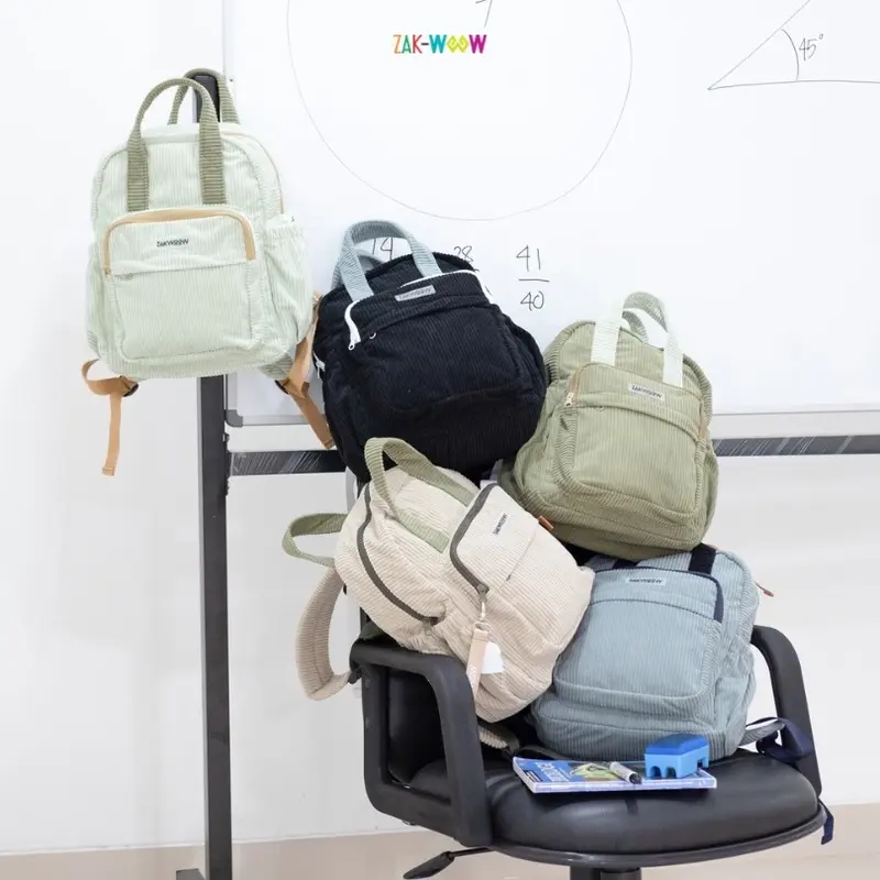 Zakwoowstyle Cava Backpack Medium | Ransel Medium Sekolah | Ransel Kuliah FREE KEYCHAIN (bundling TULIS NOTES WARNA RAINCOVER) Corduroy 0
