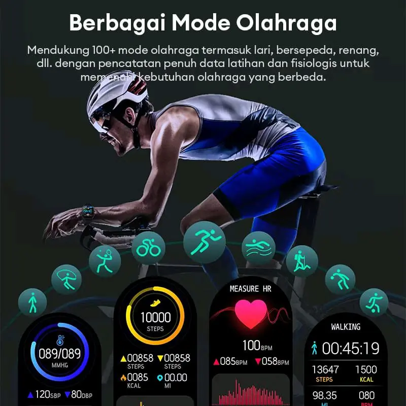 Aolon Curve Jam Tangan SmartWatch Amoled IP68 Waterproof 2.01-inch Curved IPS Screen Bluetooth 8