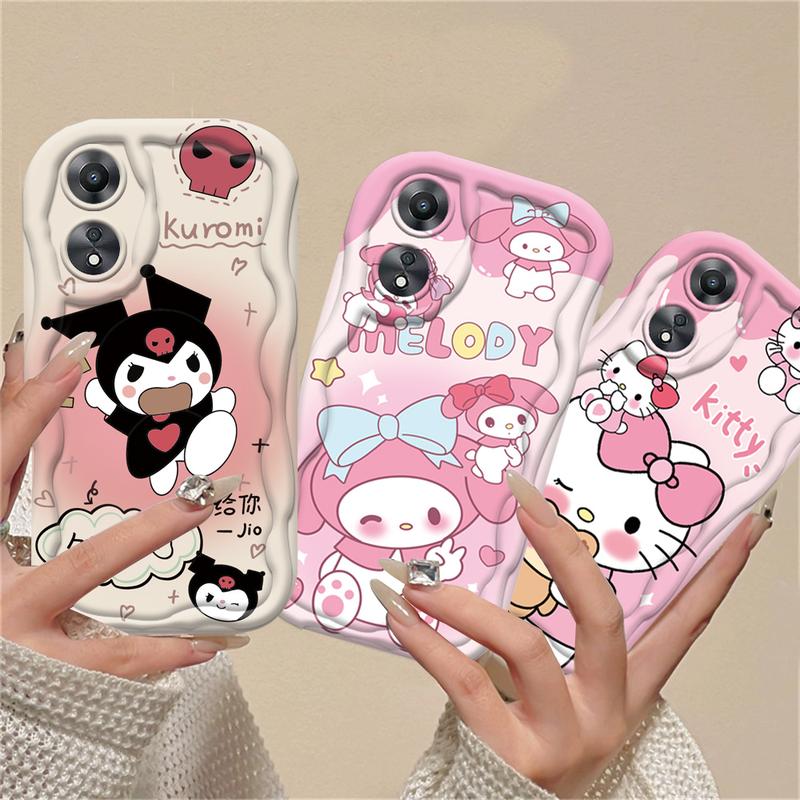 Ốp Điện Thoại TPU Cạnh Gợn Sóng Mềm 3D Thiết Kế Gia Đình Sanrio Đáng Yêu Dành Cho OPPO A58 A78 A17 A17K A16 A16S A54S A57 A77S A15 A15S A5S A12 A3S A7 A53 A74 A95 A31 A96 A52 A92 A55 Reno 8T 4G loppopno1
