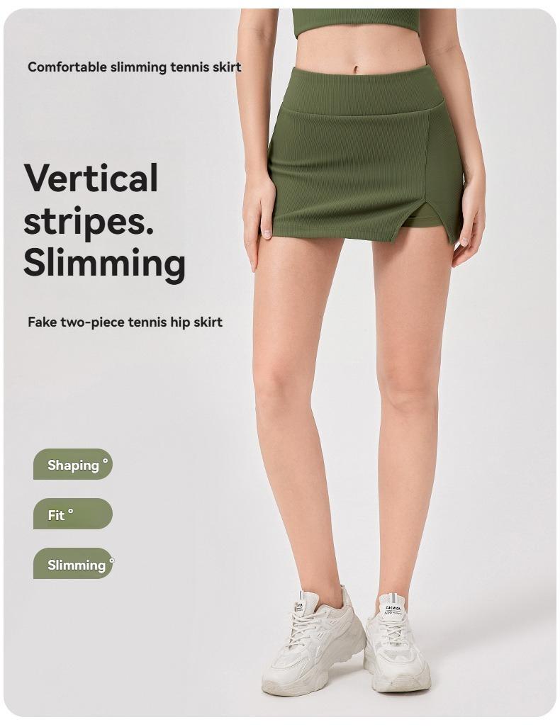 Product Introduction of JUM Tight stretch tennis skirt anti-slip High waisted sports Yoga fitness golf short culottes pocket  tennis miniskirt alix earle 1