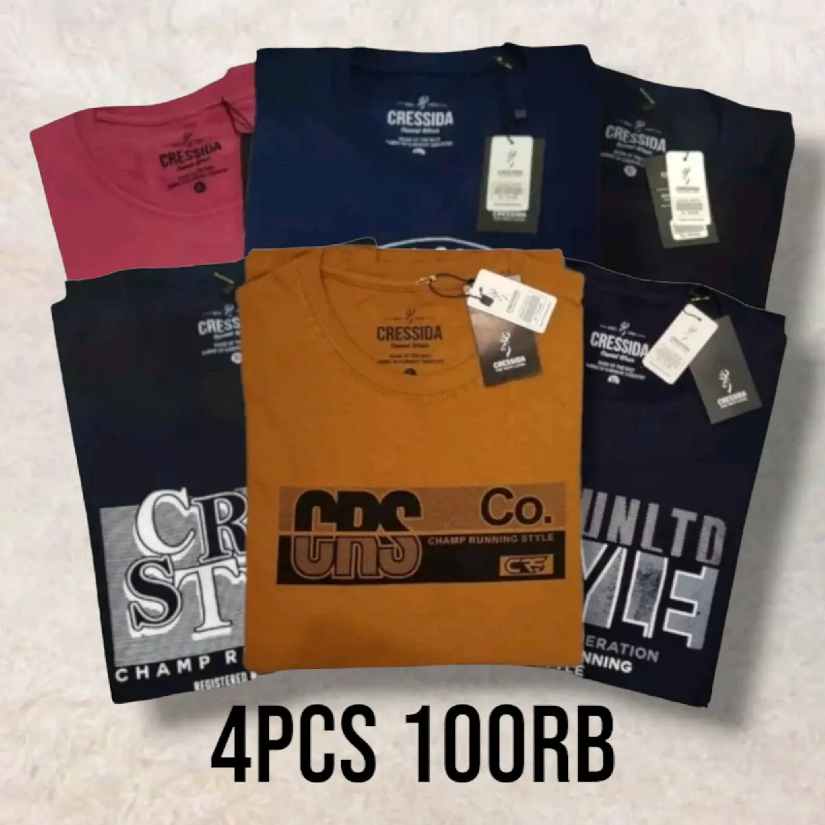 Paket Hemat Cressida 4pcs 100rb / Branded Fashion / Model Terbaru / Cocok Untuk Pria Dan Wanita Dewasa / Tshirt Terbaru 2023 Semi Katun Motif Sablon / Kaos Distro Cowok / Atasan