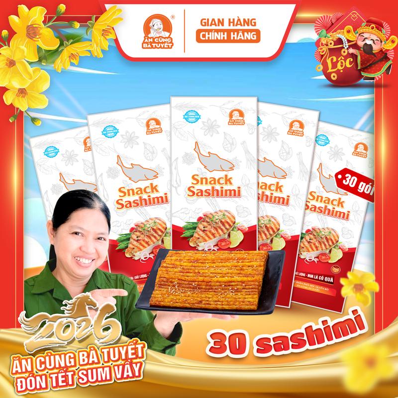 Tặng 1 chân gà Combo 30 gói snack sashimi - Ăn Cùng Bà Tuyết - Đồ ăn vặt Việt Nam M74