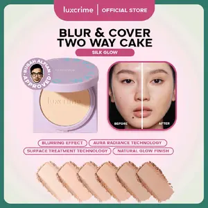 [SILK GLOW] Luxcrime Blur & Cover Two Way Cake Powder - Bedak untuk kulit kering, memberikan coverage dan tahan seharian