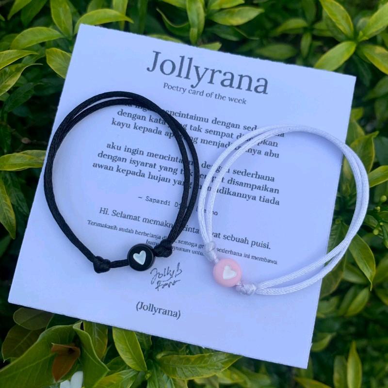 Gelang Couple Mote Love Hitam&Pink Simpel Tali Korea Cube Estetik 1