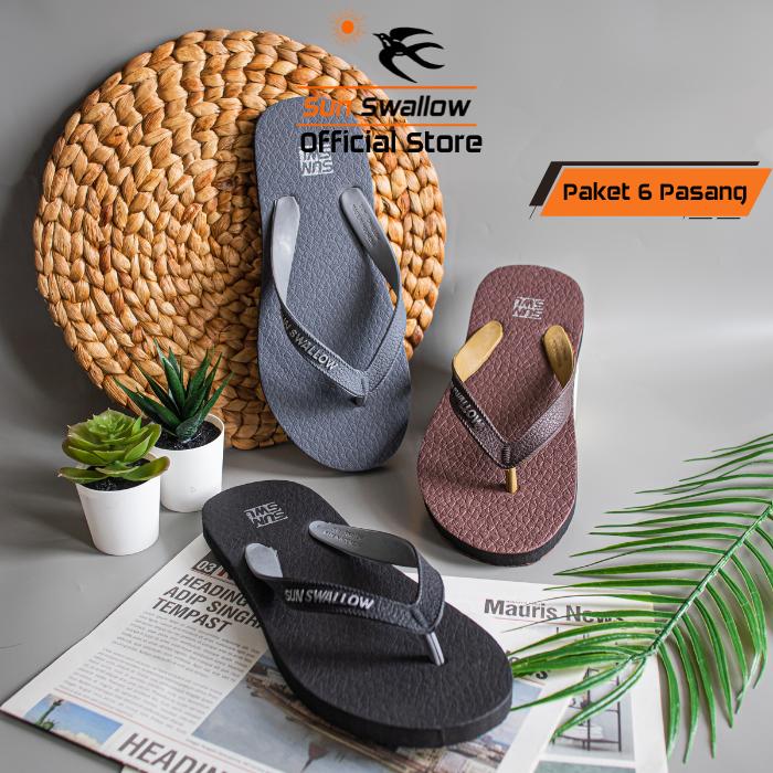 Gambar Paket 6 Pasang Sandal Jepit Karet Pria Sendal Sun Swallow Trek Motif Kulit Coklat Hitam dari Sun Swallow Sandals Kota Administrasi Jakarta Utara Tokopedia