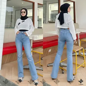 Celana Jeans Wanita Cutbray Highwaist Stretch Kekinian Retro Washed Vintage Bahan Jeans Stretch Premium Melar Model Highwaist Finishing Super Rapih