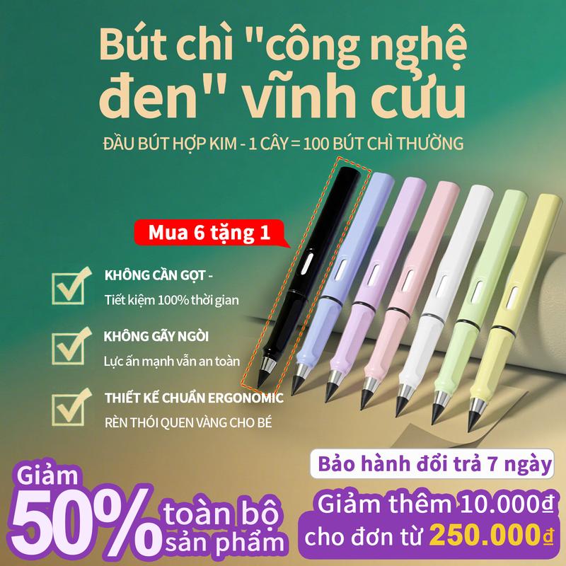 Bút chì vĩnh cửu 7 Cây - Không Cần Gọt/Không Lem Tay | Bút Chì Vĩnh Cửu Có Tẩy | Chống Gãy Cấp Máy Bay | Viết Trơn 17.000m -Cây bút chì,[Trả Tiền Khi Nhận] Cây bút chì