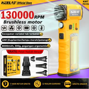 KEELAT KMTF01S Brushless Motor Turbo Jet Fan Blower & Suction 2 in 1 Jet Blower Portable Kipas 130000RPM