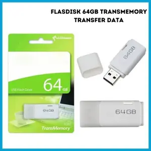 Flashdisk 64GB USB 64 GB Flash Disk Drive Transmemory Transfer Data Flashdish Murah Putih Komputer