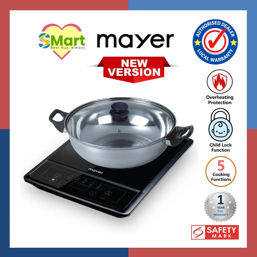 Mayer Induction Cooker MMIC2050 - 1 Year Warranty, Overheat Protection, 5 Cooking Functions