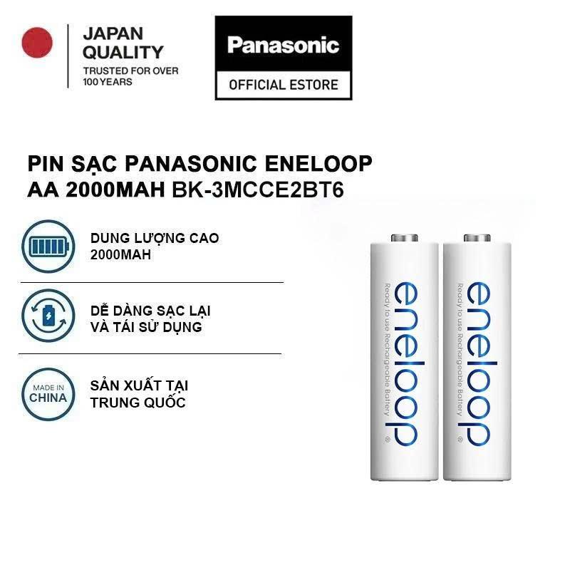 Vỉ 2 viên Pin sạc Panasonic Eneloop AA 2000mAh BK-3MCCE2BT6