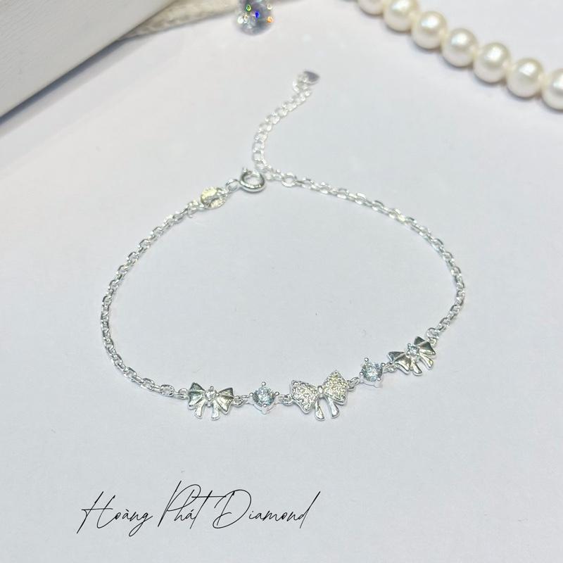 [ Hoàng Phát LIVE ] Phụ Kiện Lắc Tay Bạc Ý 925 Chữ Cong Mặt Cái Nơ Chạm Tấm Kiểu Dáng Thời Trang Cho Phái Nữ (LT169) KHÔNG XI KIM