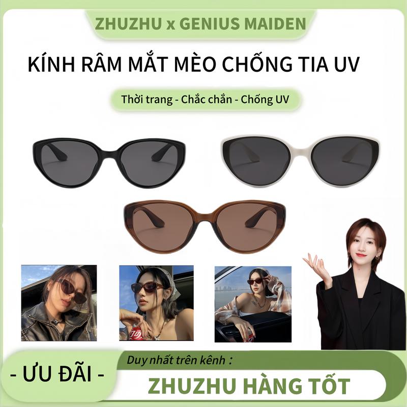 【Zhuzhu x GENIUS MAIDEN Kính Râm Mắt Mèo Hình Bầu Dục Màu Nâu Trà Phong Cách Cổ Điển Dành Cho Nữ Phong Cách Sang Trọng Cao Cấp Thích Hợp Cho Khuôn Mặt Tròn Phân Cực,Hàng Mới Về 303
