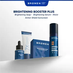 BROMEN BRIGHT BOOSTER PLUS [ Sabun Muka dan Tubuh - Serum Wajah - Moisturizer - Armor Sunscreen ] | Perawatan Pencerah Wajah Pria