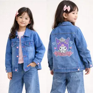 Jaket kuromi jaket jeans anak perempuan motif jeans biru muda 3-9tahun