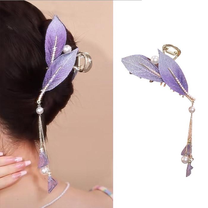  Kẹp Tóc Tua Rua Lá Tím Tiên Tiến Cho Nữ Kẹp Tóc Chảo Đầu Sau Kẹp Cá Mập Lớn Mũ Đội Đầu Hàn Quốc Phụ Kiện Tóc 