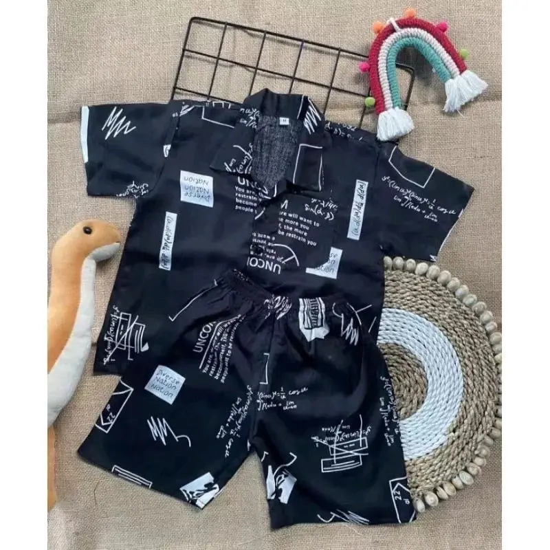 SETELAN ANAK MOTIF ABSTRAK KEMEJA ANAK KEREN KEMEJA SURFING ANAK 1-7 TH Flanel