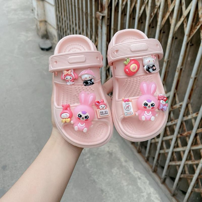 Dép lê bé gái, dép kẹp xỏ ngón cho bé từ 4 đến 12 tuổi hoạ tiết stiker đế độn, chất EVA siêu nhẹ 6